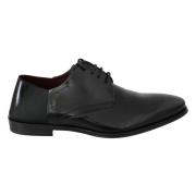 Elegante Zwarte Leren Derby Schoenen Dolce & Gabbana , Black , Heren