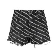 Logo Bite Denim Shorts Alexander Wang , Black , Dames