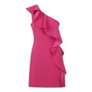 Asymmetrische Fuchsia Jurk met Ruche Max Mara Studio , Pink , Dames