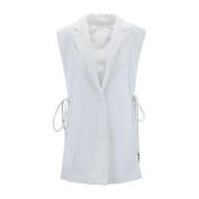 Mouwloze V-hals knoop blazer Dondup , White , Dames