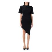 Zwarte Gedrapeerde Doorgeprikt Dagjurk Mugler , Black , Dames