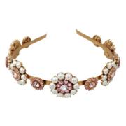 Kristallen Parel Diadeem Hoofddeksel Dolce & Gabbana , Yellow , Dames