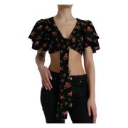 Bloemenprint Crop Top Luxe Mode Dolce & Gabbana , Black , Dames