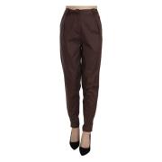 Hoge taille taps toelopende formele broek Just Cavalli , Brown , Dames