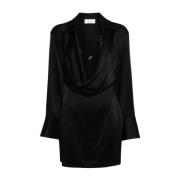 Elegante Nero Satijnen Jurk Blumarine , Black , Dames