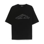 Zwart Icon Motif Crew Neck T-shirt Dsquared2 , Black , Heren