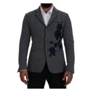 Slim Fit Wol Rozen Blazer Dolce & Gabbana , Gray , Heren