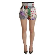 Patchwork Designer Shorts met hoge taille Dolce & Gabbana , Multicolor...