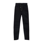 Gouden Metalen Detail Jeans met Veters Elisabetta Franchi , Black , Da...