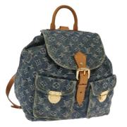 Pre-owned Denim backpacks Louis Vuitton Vintage , Blue , Dames