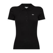 Geribbelde polo met logopatch Lacoste , Black , Dames