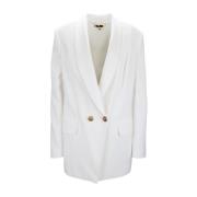 Gouden Knoop V-Hals Blazer Elisabetta Franchi , White , Dames