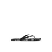 Rubberen slides met logo Dsquared2 , Black , Heren