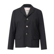 Wollen blazer met klassieke revers Marni , Black , Dames