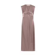 Elegante Jurk met V-Hals en Gerimpelde Voorkant InWear , Gray , Dames