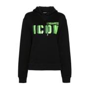 Zwart Groen Fluo Cool Fit Hoodie Dsquared2 , Black , Dames