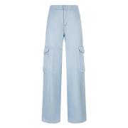 Blauwe Satijnen Cargo Broek Gcds , Blue , Dames