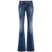 Navy Blue Flare Twiggy Jeans Dsquared2 , Blue , Dames