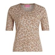 Geribbeld Basic Shirt met dierenprint Betty Barclay , Beige , Dames