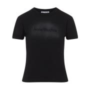 Zwart T-shirt Stijlvol Ontwerp Acne Studios , Black , Dames