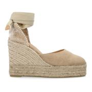 Canvas Espadrille Sleehak Sandalen Castañer , Beige , Dames