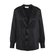 Elegante Zwarte Zijden Shirt Saint Laurent , Black , Dames