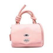 Roze Leren Handtas met Knoopdetail Zanellato , Pink , Dames