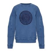 Sweatshirt met geborduurd logo Balmain , Blue , Heren