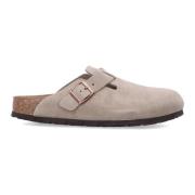 Taupe Gesloten Klompen Sandalen Suède Birkenstock , Brown , Heren