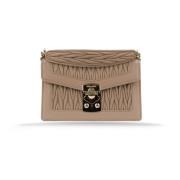 Leren Dames Schoudertas met Kliksluiting Miu Miu , Beige , Dames