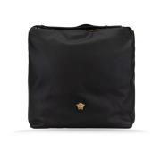 Leren schoudertas met gouden logo Versace , Black , Dames