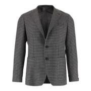 Grijze Geruite Wollen Blazer Tagliatore , Gray , Heren