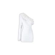 Witte Asymmetrische Veer Detail Jurk Aniye By , White , Dames