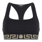 Logo Detail Crop Top Elastische Band Versace , Black , Dames