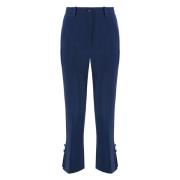 Flared Satijnen Broek met Zijsplitten Elisabetta Franchi , Blue , Dame...