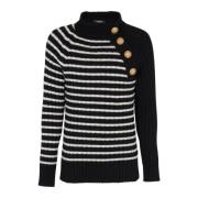 Gestreepte trui met gouden knopen Balmain , Black , Unisex