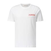 Logo Patch T-Shirt Klassiek Comfort Stijl Marni , White , Heren