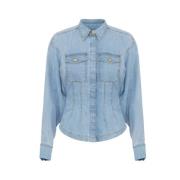 Denim Peplum Shirt Clear Blue Elisabetta Franchi , Blue , Dames