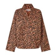 Leopard Print Kimono Denim Jack Lollys Laundry , Brown , Dames