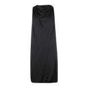 Gedrapeerde Knielange Sjaal Jurk Lanvin , Black , Dames