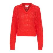 Rode Gebreide Polo Pullover Saint Tropez , Red , Dames