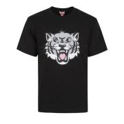 Zwarte Happy Tiger T-shirt Kenzo , Black , Heren