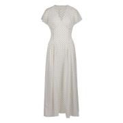 Lange Jurk met Print en V-hals Rotate Birger Christensen , White , Dam...