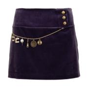 Gouden Knoop Korte Rok met Bedel Elisabetta Franchi , Purple , Dames