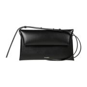 Kleine leren crossbody tas met reliëflogo Jil Sander , Black , Dames