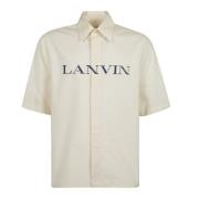 Gedrukte Overhemd Lanvin , Beige , Heren