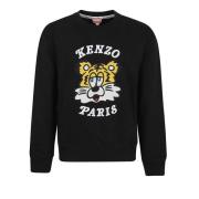 Zwarte Crew Neck Geborduurde Trui Kenzo , Black , Heren