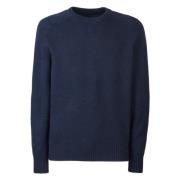 Navy Blue Grofharige Ronde Hals Sweater Sease , Blue , Heren