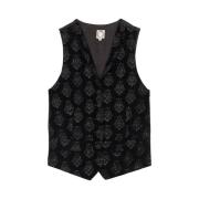 Zwart Fluweel Geborduurd Vest Ines De La Fressange Paris , Black , Dam...