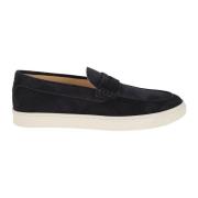 Blauwe Suède Mocassins Sneakers Brunello Cucinelli , Blue , Heren